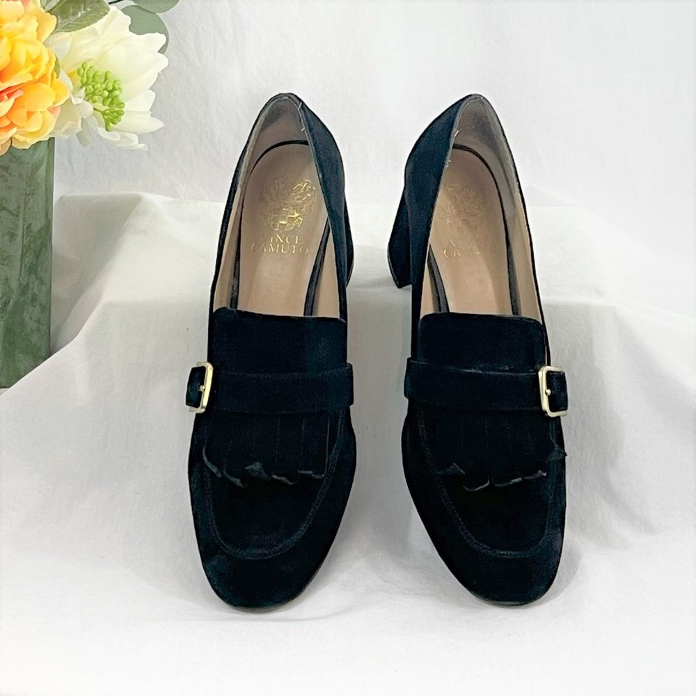 Suede Block Heel Loafer | Vince Camuto - Picture 7 of 7